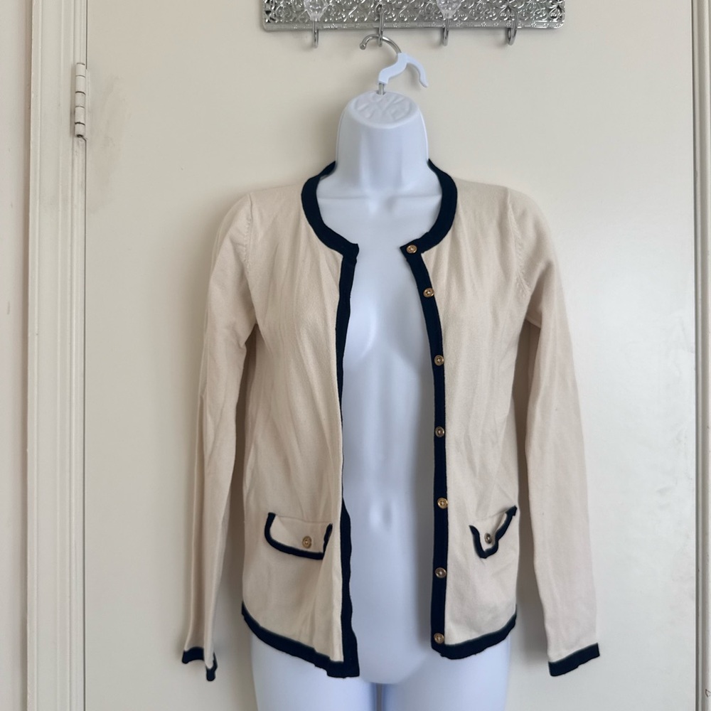 Mango Cream and Black Trim Blazer